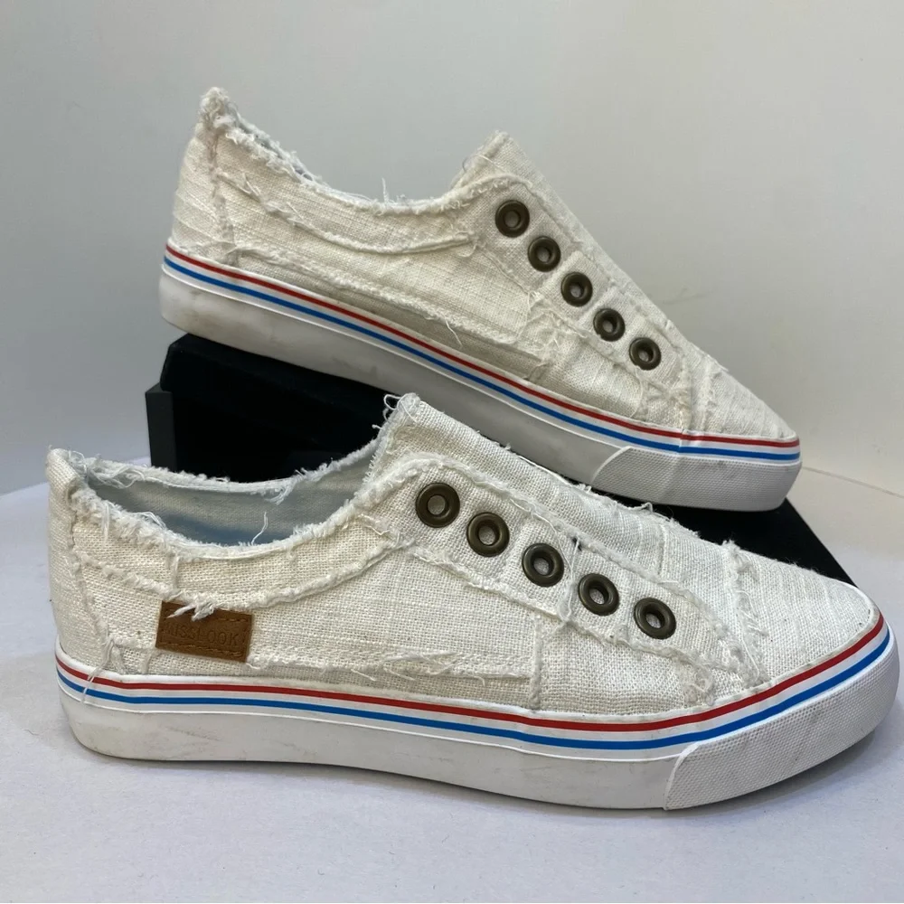 MISSLOOK Distressed Canvas Slip-On Sneakers Off-White EU 37 US 6.5–7